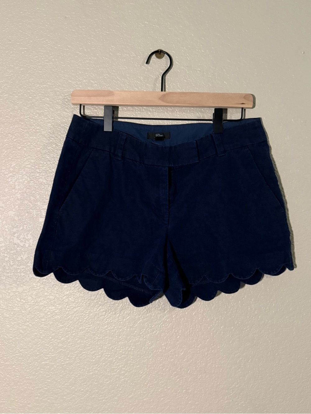 J. Crew Navy Scalloped Hem Women's Shorts Navy